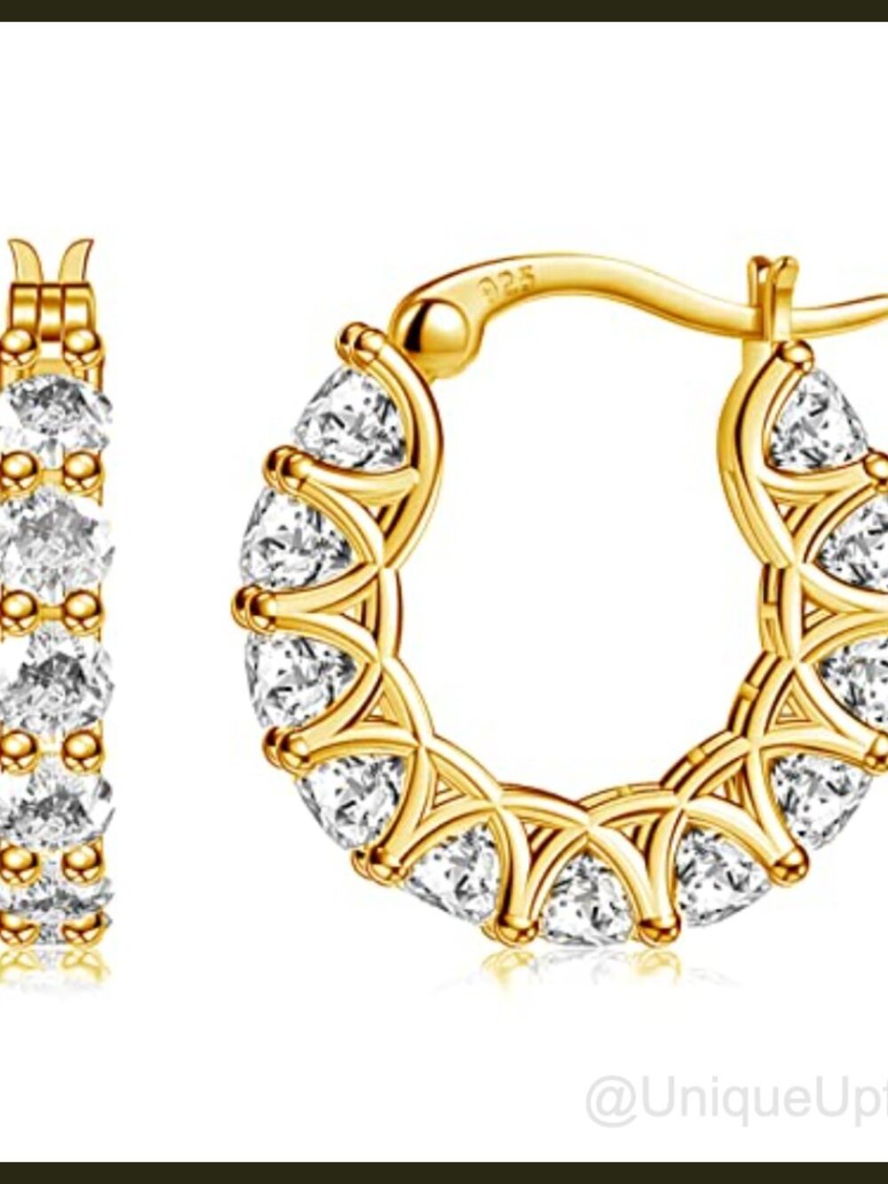 Sterling Silver & 14k Gold Hoop Earrings Cubic Zirconia Huggies